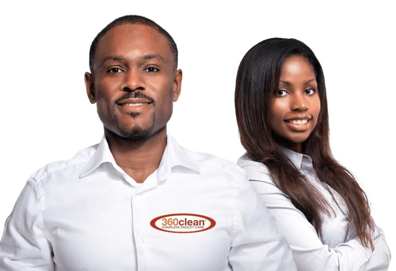 Logoed employees for 360clean's commercial cleaning services in Birmingham, Alabaama depicted