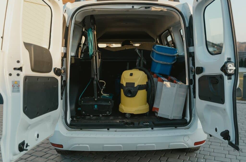 A van filled with commercial cleaning supplies: what does a commercial cleaner do?