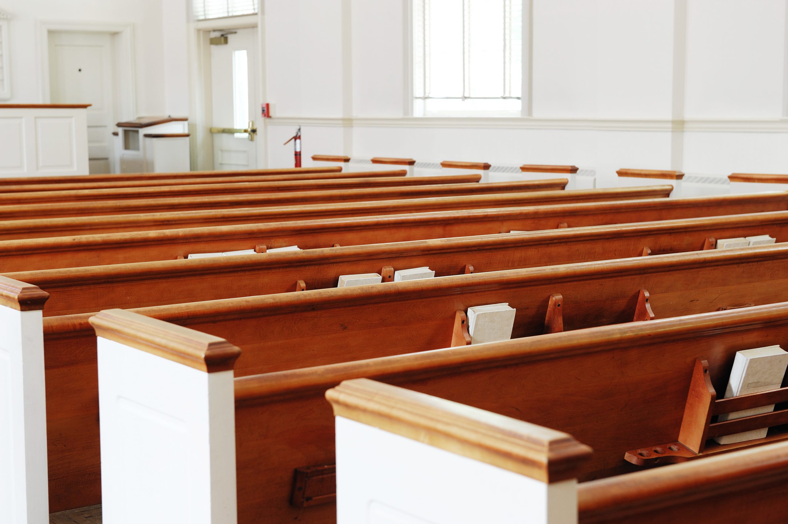 Rows of seats inside a church