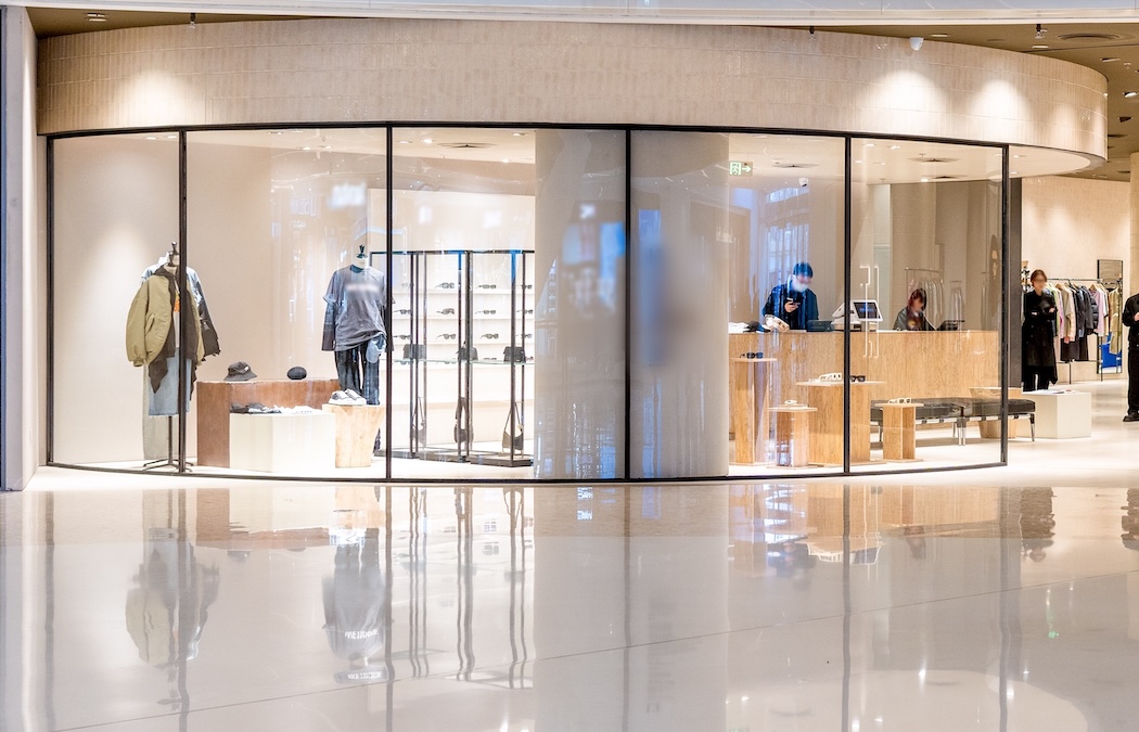 Modern upscale fashion boutique interior